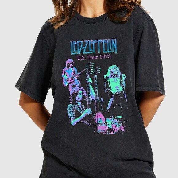 Led Zeppelin Tour 1973 T-Shirt Rock Band Concert Graphic Gift Classic 70s Tee 79 - Picture 1 of 6